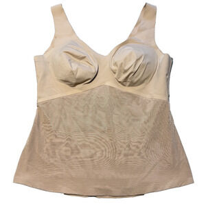 Honeylove LiftWear Tank XL Beige Shapewear Compression Top Wireless Bra Support
